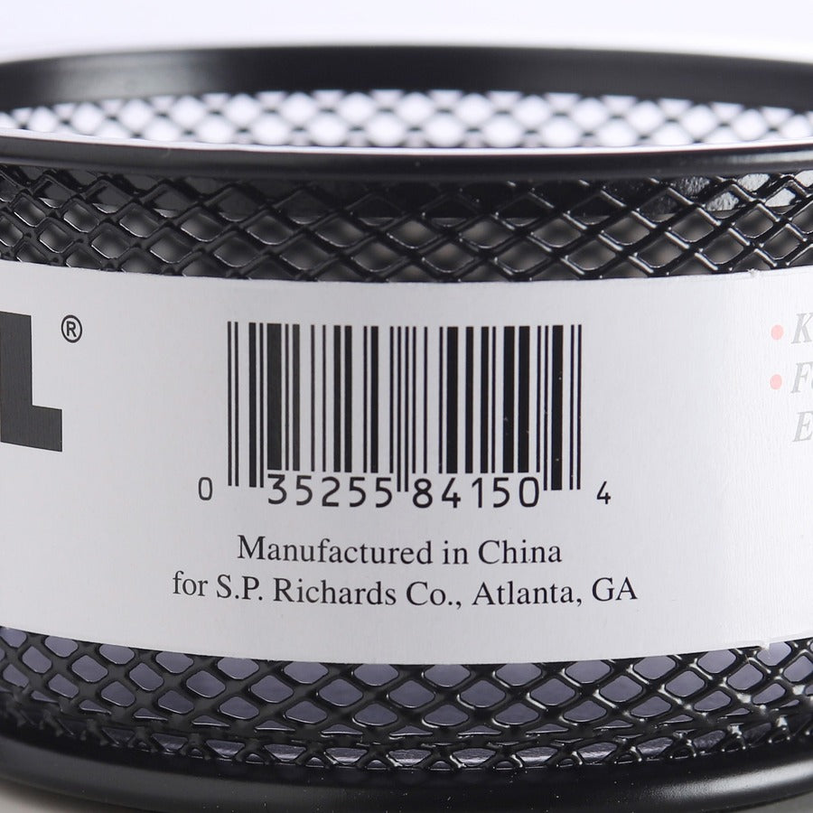 Lorell Mesh Wire Pencil Cup Holder - 3.8" x 2.1" x - Steel - 1 Each - Black