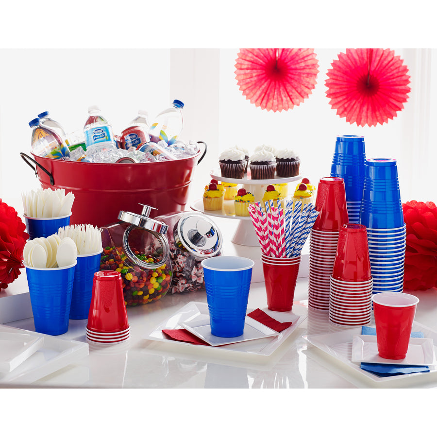 Genuine Joe 16 oz Party Cups - 50 / Pack - Red - Plastic - Party, Cold Drink - 