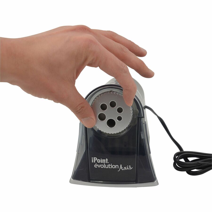iPoint Evolution Axis Pencil Sharpener, AC-Powered, 5 x 7.5 x 7.25, Black/Silver