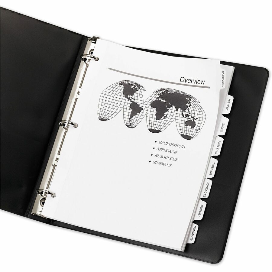 Customizable Print-On Dividers, 3-Hole Punched, 8-Tab, 11 x 8.5, White, 5 Sets