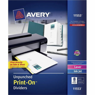 Customizable Print-On Dividers, Unpunched, 8-Tab, 11 x 8.5, White, 5 Sets