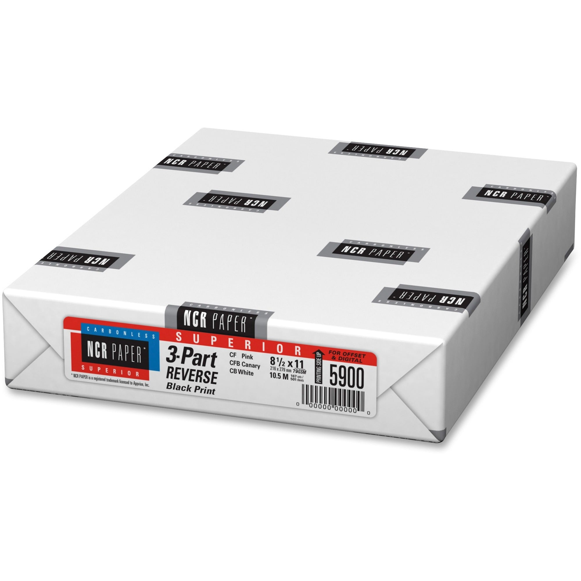 NCR Paper Superior 3-part Reverse Carbonless Paper - Multi - 92 Brightness - Letter - 8 1/2" x 11" - 20 lb Basis Weight - 500 / Pack - Heavyweight - Pink, Canary, White