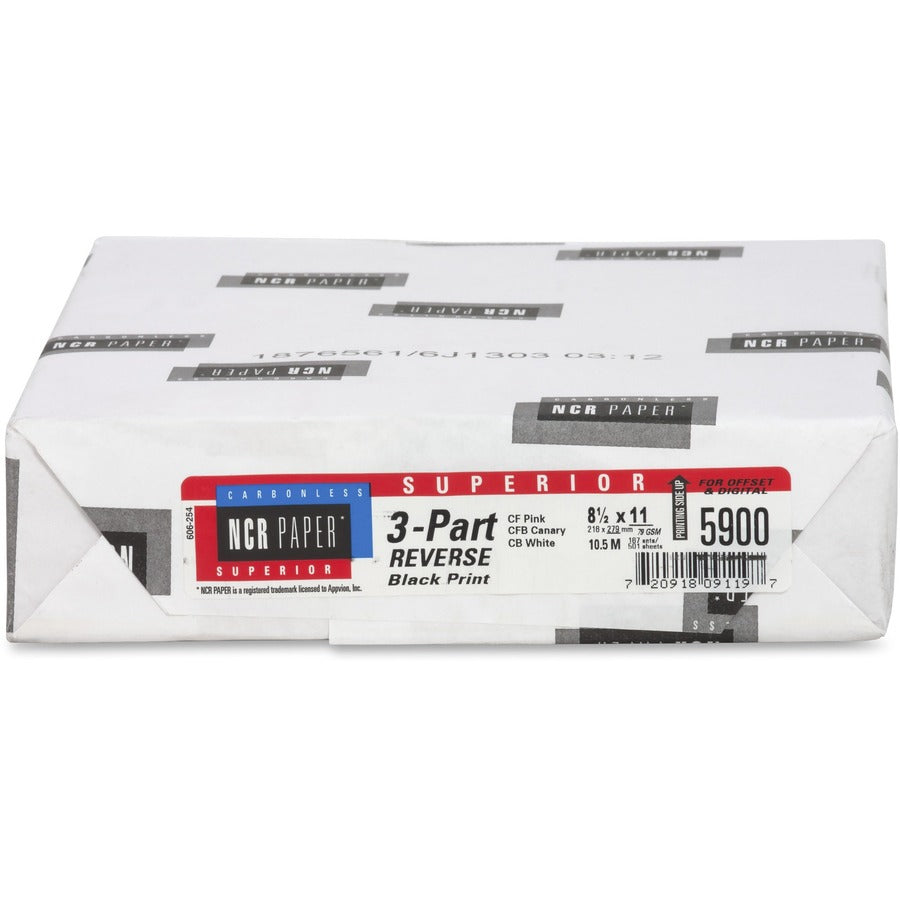 NCR Paper Superior 3-part Reverse Carbonless Paper - Multi - 92 Brightness - Letter - 8 1/2" x 11" - 20 lb Basis Weight - 500 / Pack - Heavyweight - Pink, Canary, White