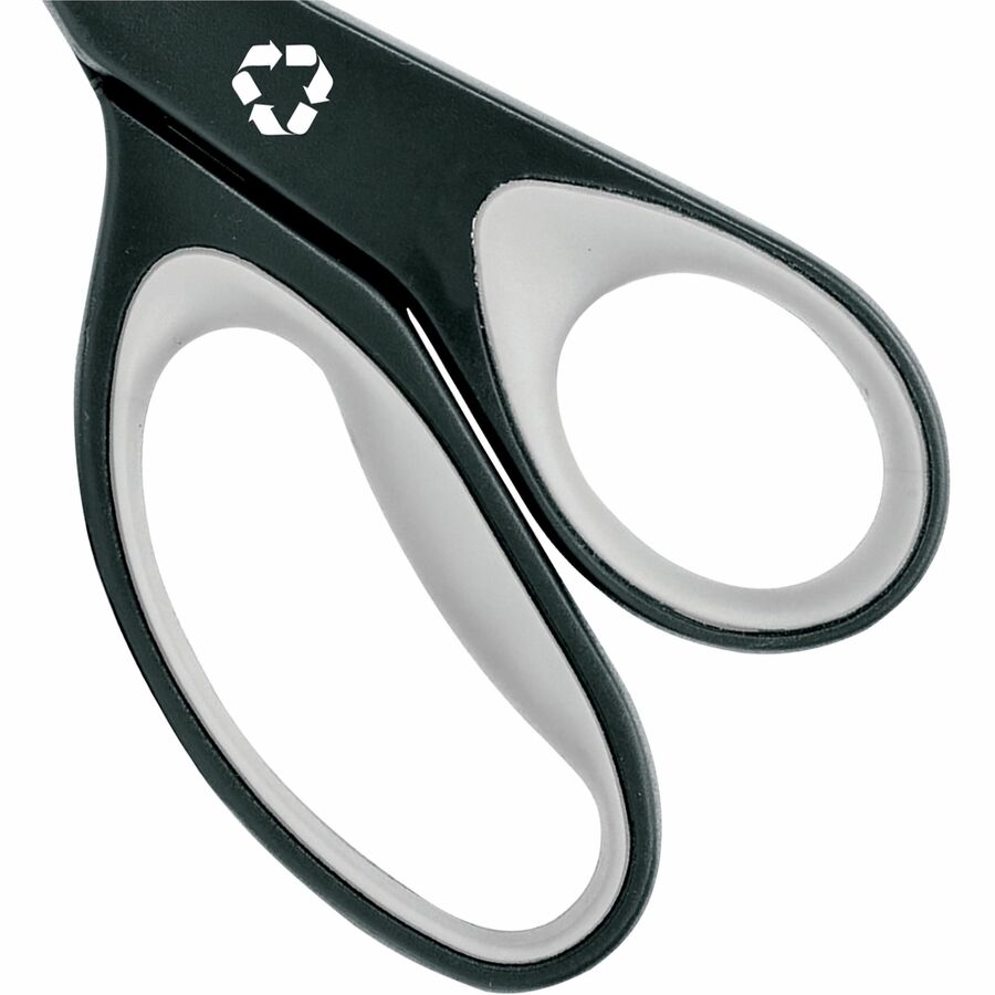 KleenEarth Soft Handle Scissors, 8" Long, 3.25" Cut Length, Black/Gray Straight Handle