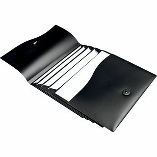 Slide and View Expanding File, 5 Sections, Cord/Hook Closure, Letter Size, Black