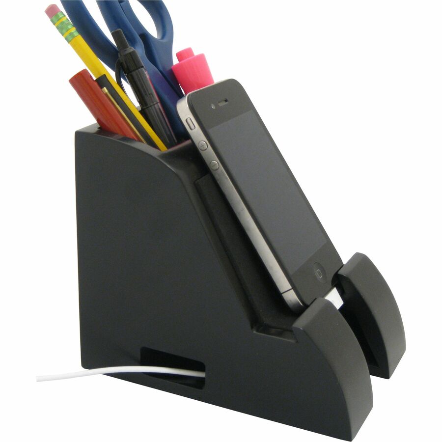 Smart Charge Pencil Cup with USB Charging Hub, Black