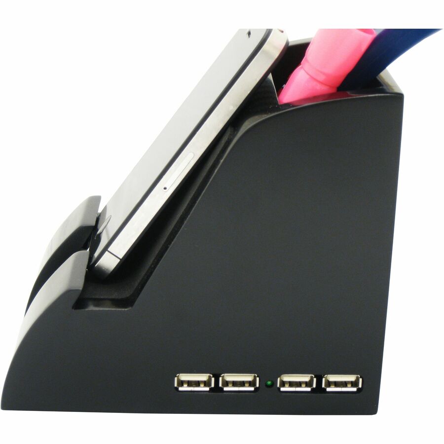 Smart Charge Pencil Cup with USB Charging Hub, Black