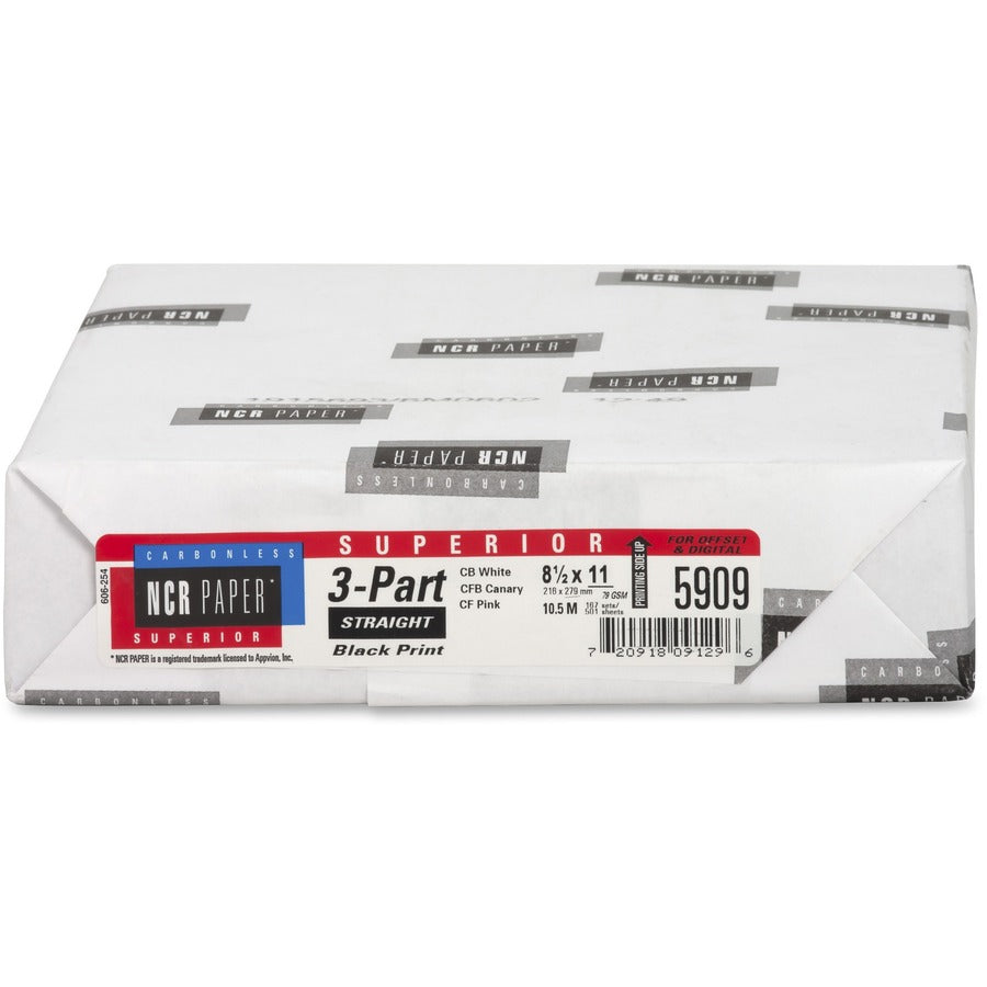 NCR Paper Superior 3-part Straight Carbonless Paper - White - 92 Brightness - Letter - 8 1/2" x 11" - 500 / Pack - Heavyweight - White, Canary, Pink