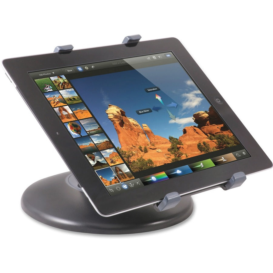 Stand for 7" to 10" Tablets, Swivel Base, Plastic, Black