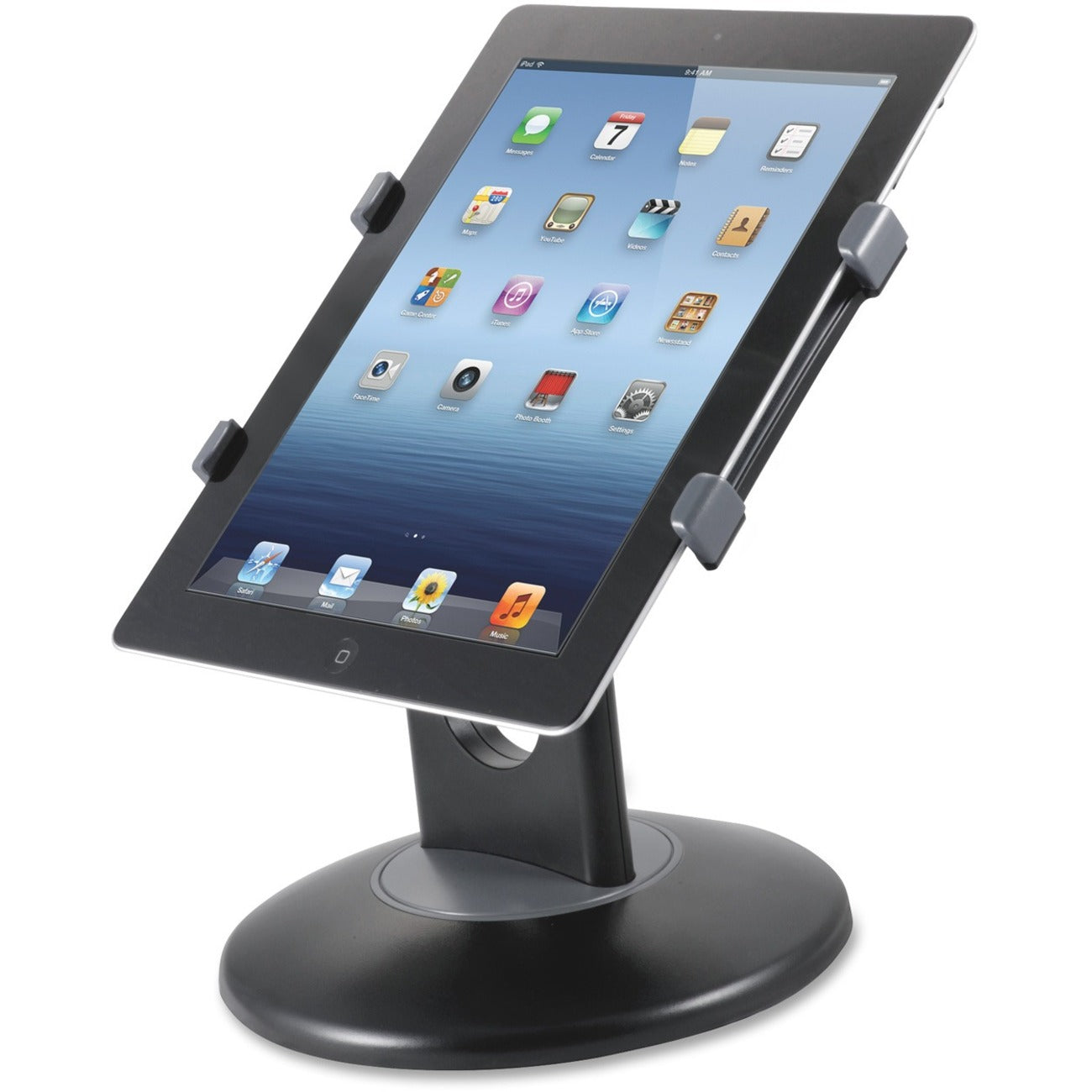 Stand for 7" to 10" Tablets, Swivel Base, Plastic, Black