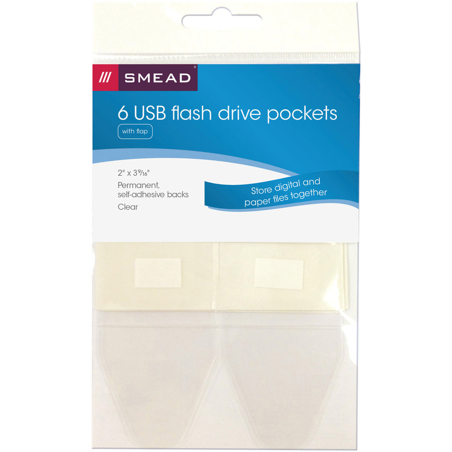 Smead Self-Adhesive USB Flash Drive Pocket - Poly - Clear - 