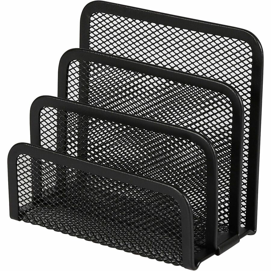 Lorell Mesh Vertical Desktop File Sorter - 4 Divider(s) - 5.6" Height x 5.3" Width x 3.1" Depth - Black - Steel - 1 Each