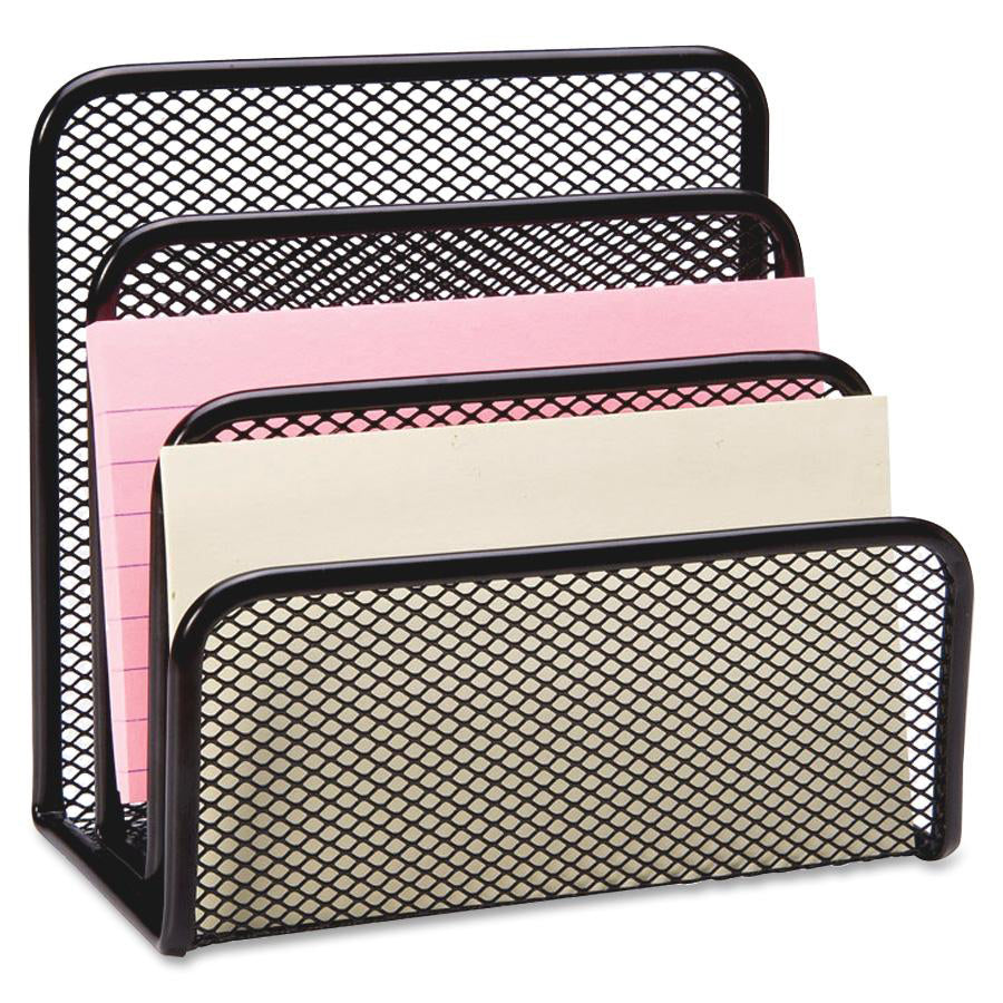Lorell Mesh Vertical Desktop File Sorter - 4 Divider(s) - 5.6" Height x 5.3" Width x 3.1" Depth - Black - Steel - 1 Each - 