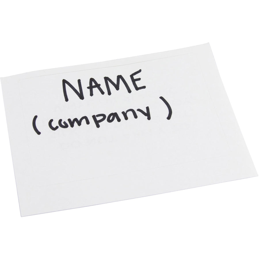 SICURIX Self-adhesive Visitor Badge - 3 1/2" Width x 2 1/4" Length - Removable Adhesive - Rectangle - Plain White - 100 / Box - Self-adhesive, Easy Peel - 