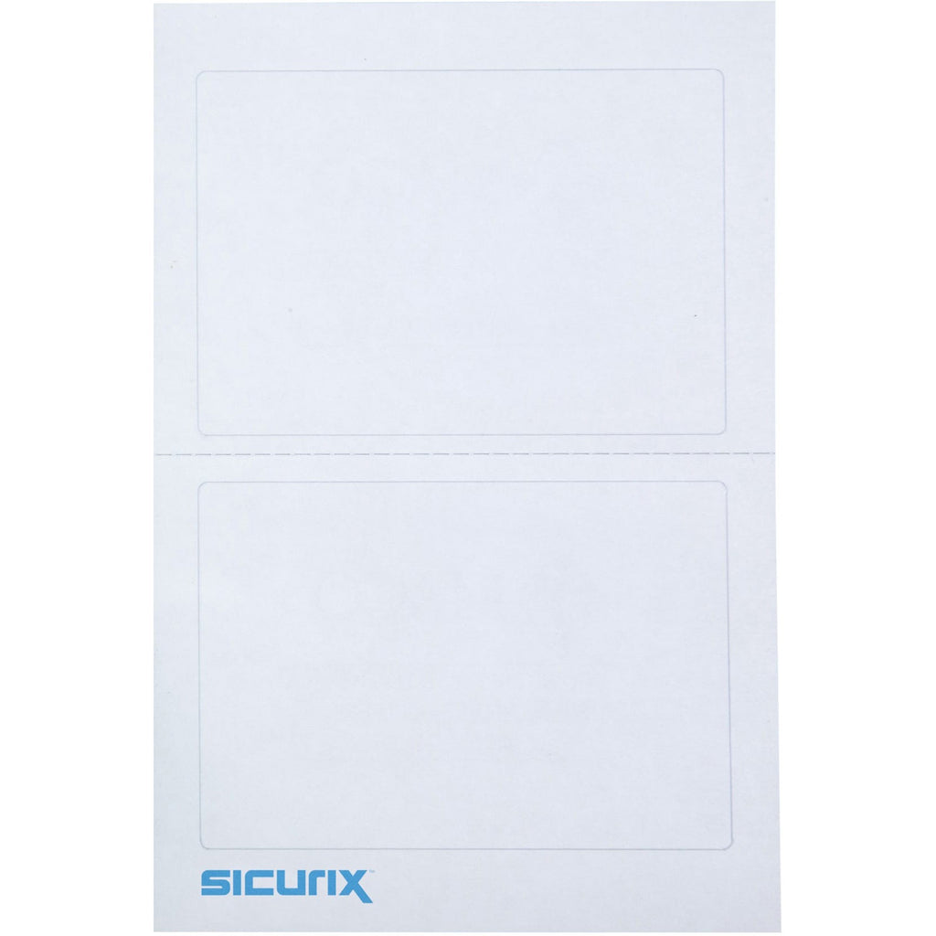SICURIX Self-adhesive Visitor Badge - 3 1/2" Width x 2 1/4" Length - Removable Adhesive - Rectangle - Plain White - 100 / Box - Self-adhesive, Easy Peel - 