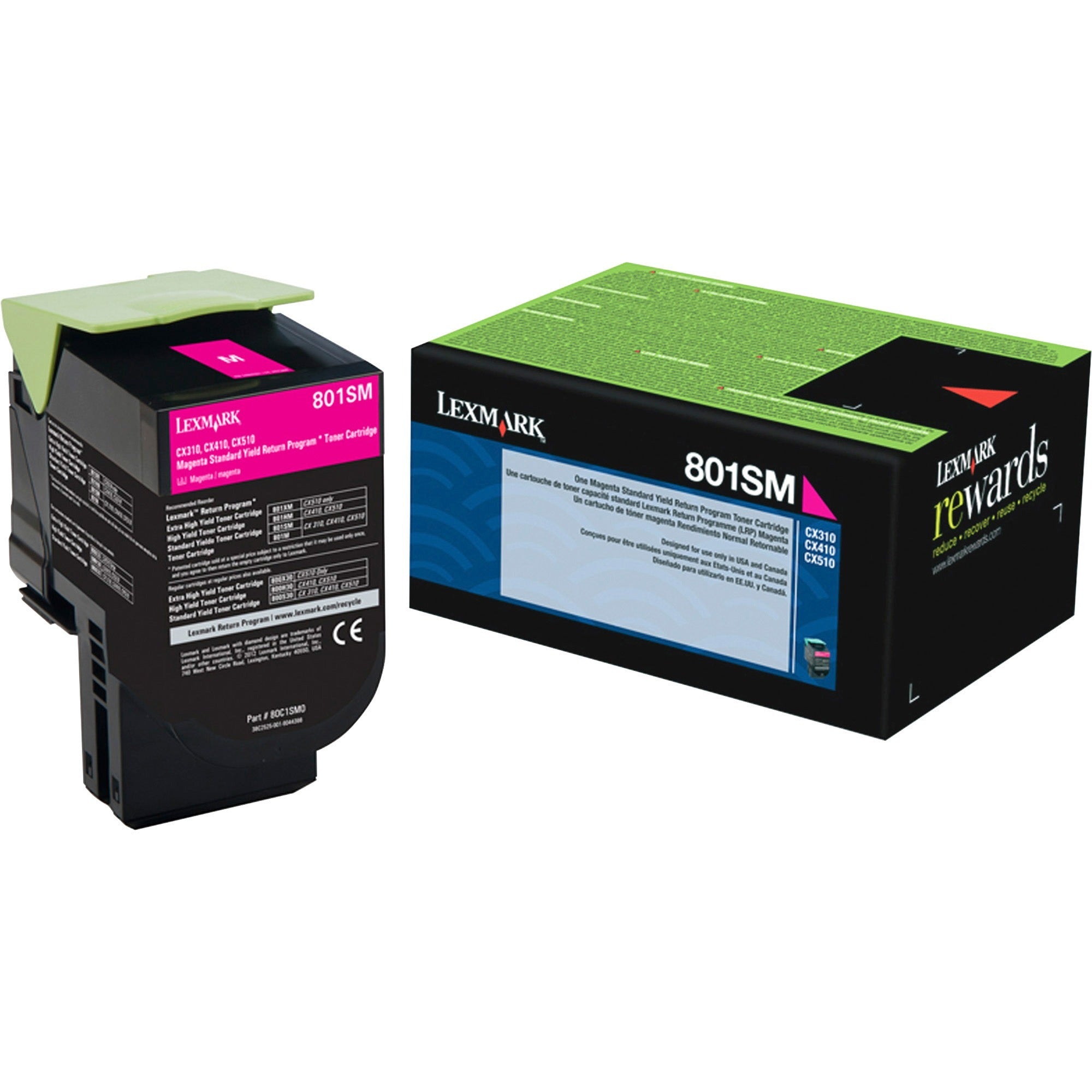 80C1SM0 Return Program Toner, 2,000 Page-Yield, Magenta
