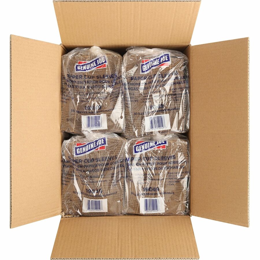 Genuine Joe Protective Corrugated Cup Sleeves - 20 / Carton - Brown