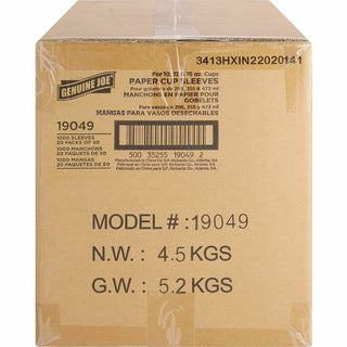Genuine Joe Protective Corrugated Cup Sleeves - 20 / Carton - Brown
