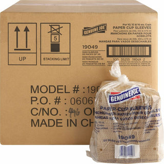 Genuine Joe Protective Corrugated Cup Sleeves - 20 / Carton - Brown