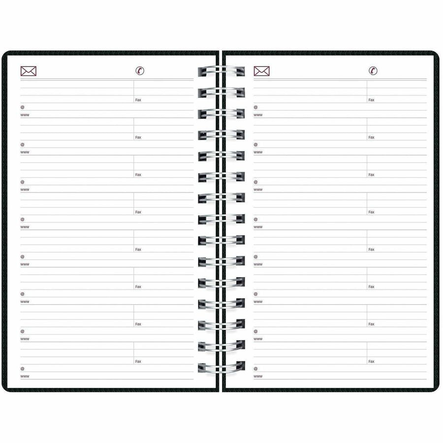 DuraFlex Daily Planner, 8 x 5, Black Cover, 12-Month (Jan to Dec): 2024
