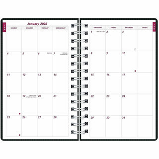 DuraFlex Daily Planner, 8 x 5, Black Cover, 12-Month (Jan to Dec): 2024
