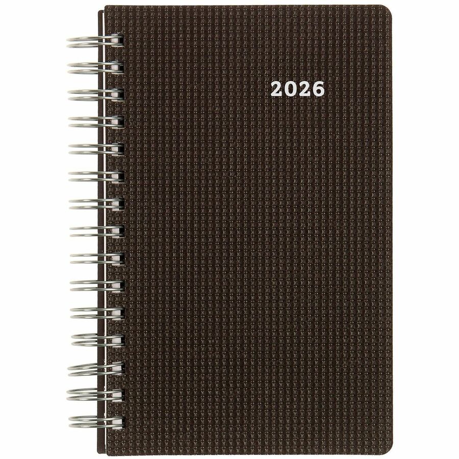 DuraFlex Daily Planner, 8 x 5, Black Cover, 12-Month (Jan to Dec): 2024