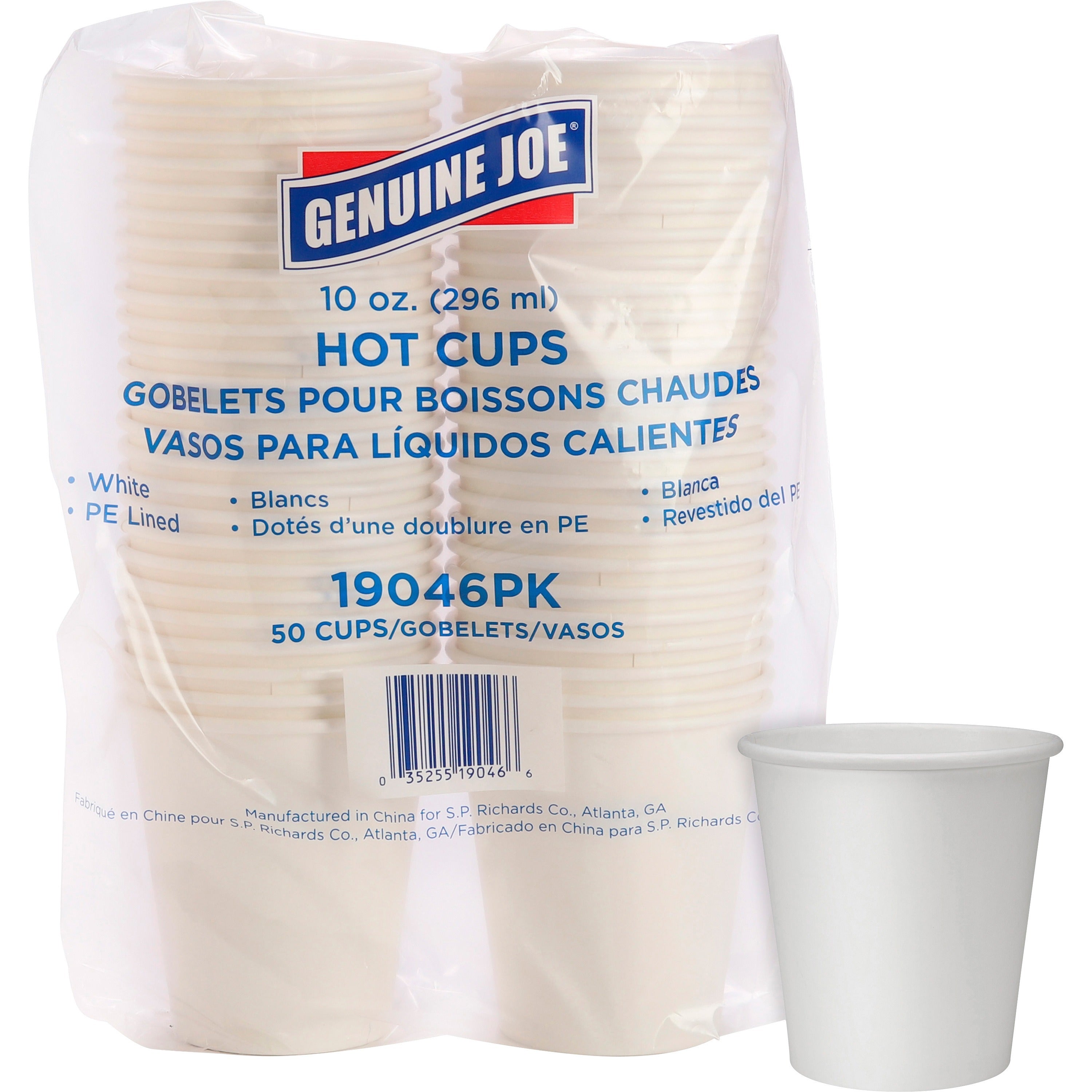 Genuine Joe 10 oz Disposable Hot Cups - 50 / Pack - 20 / Carton - White - Polyurethane - Hot Drink, Beverage - 