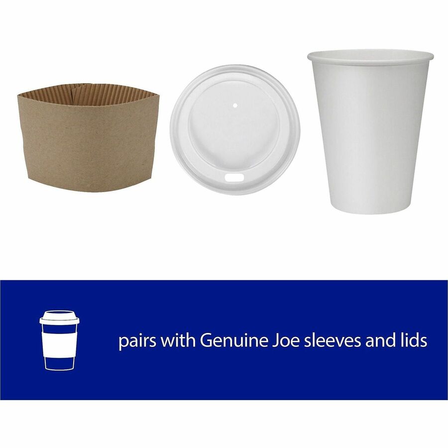 Genuine Joe 12 oz Disposable Hot Cups - 50.0 / Pack - 20 / Carton - White - Polyurethane - Hot Drink, Beverage