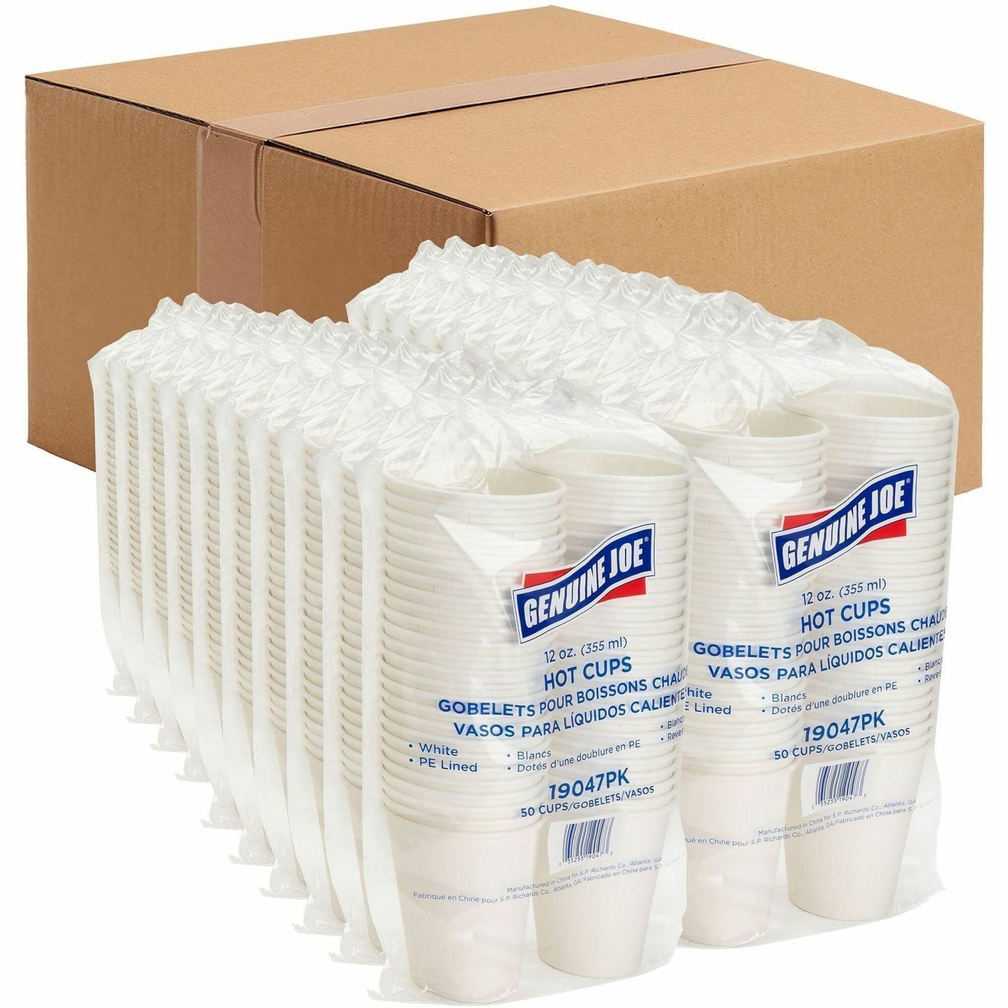 Genuine Joe 12 oz Disposable Hot Cups - 50.0 / Pack - 20 / Carton - White - Polyurethane - Hot Drink, Beverage