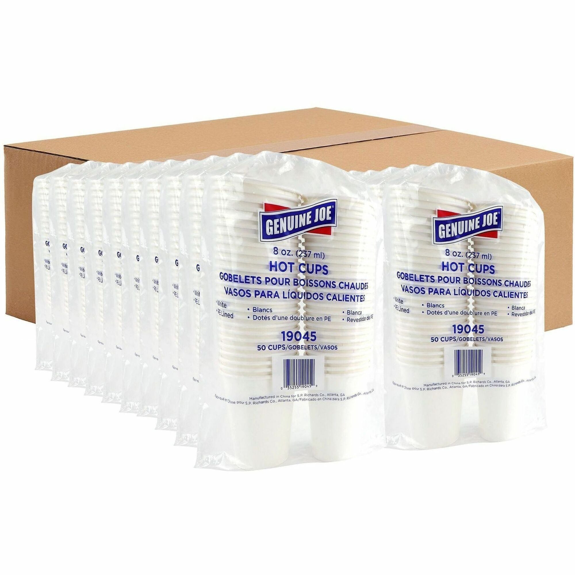 Genuine Joe 8 oz Disposable Hot Cups - 50.0 / Pack - 20 / Carton - White - Polyurethane - Hot Drink, Beverage