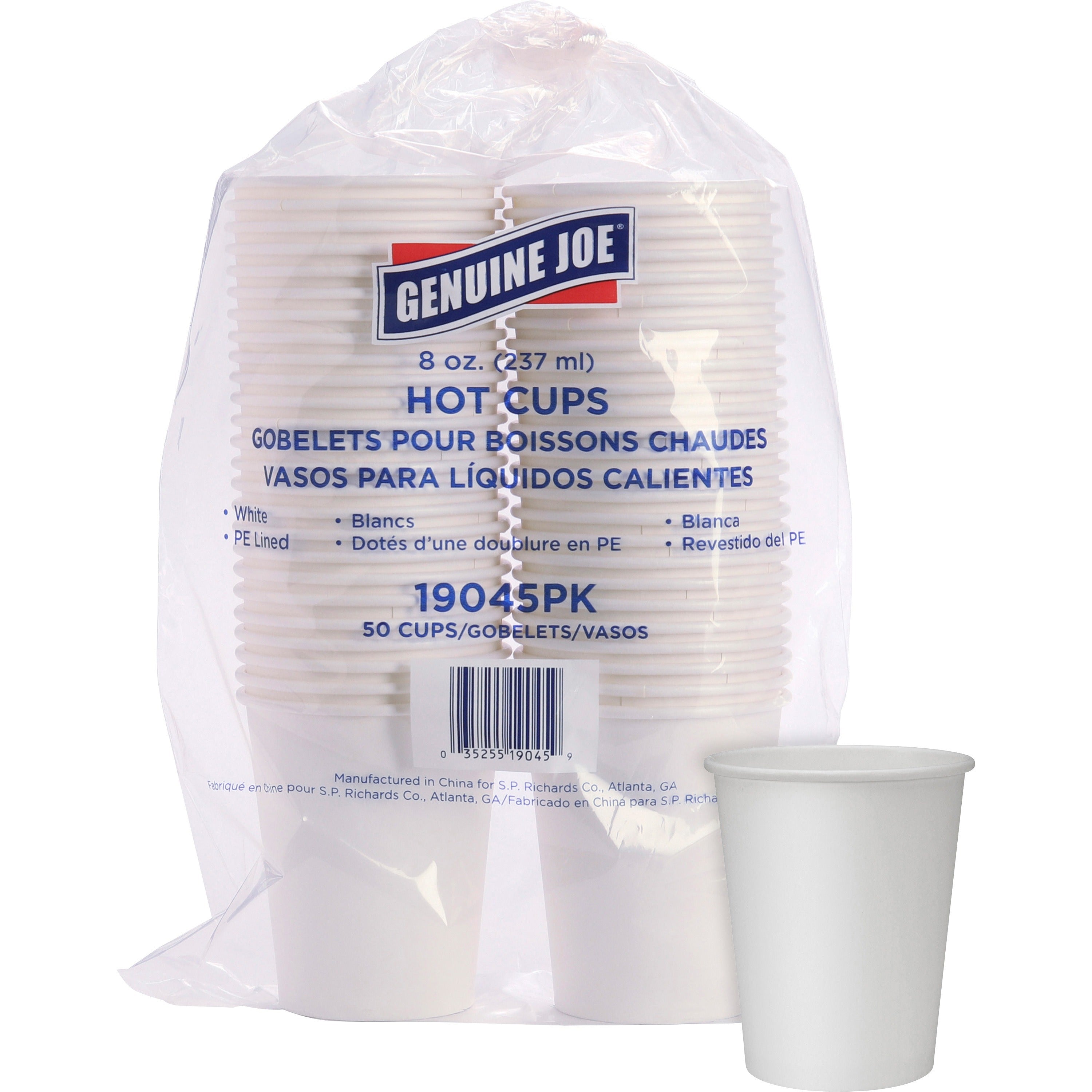 Genuine Joe 8 oz Disposable Hot Cups - 50.0 / Pack - 20 / Carton - White - Polyurethane - Hot Drink, Beverage - 