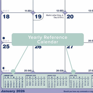 Monthly Desk Pad Calendar, 11 x 8.5, White/Blue/Green Sheets, Black Binding, 12-Month (Jan to Dec): 2024