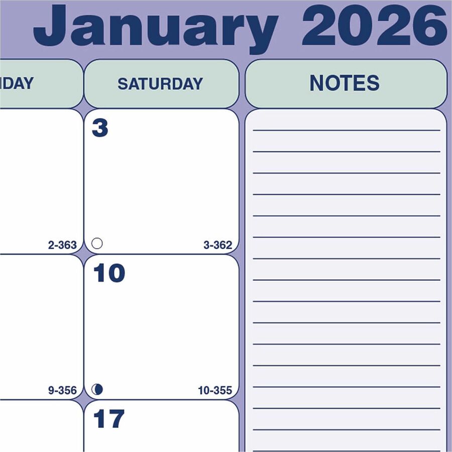 Monthly Desk Pad Calendar, 11 x 8.5, White/Blue/Green Sheets, Black Binding, 12-Month (Jan to Dec): 2024