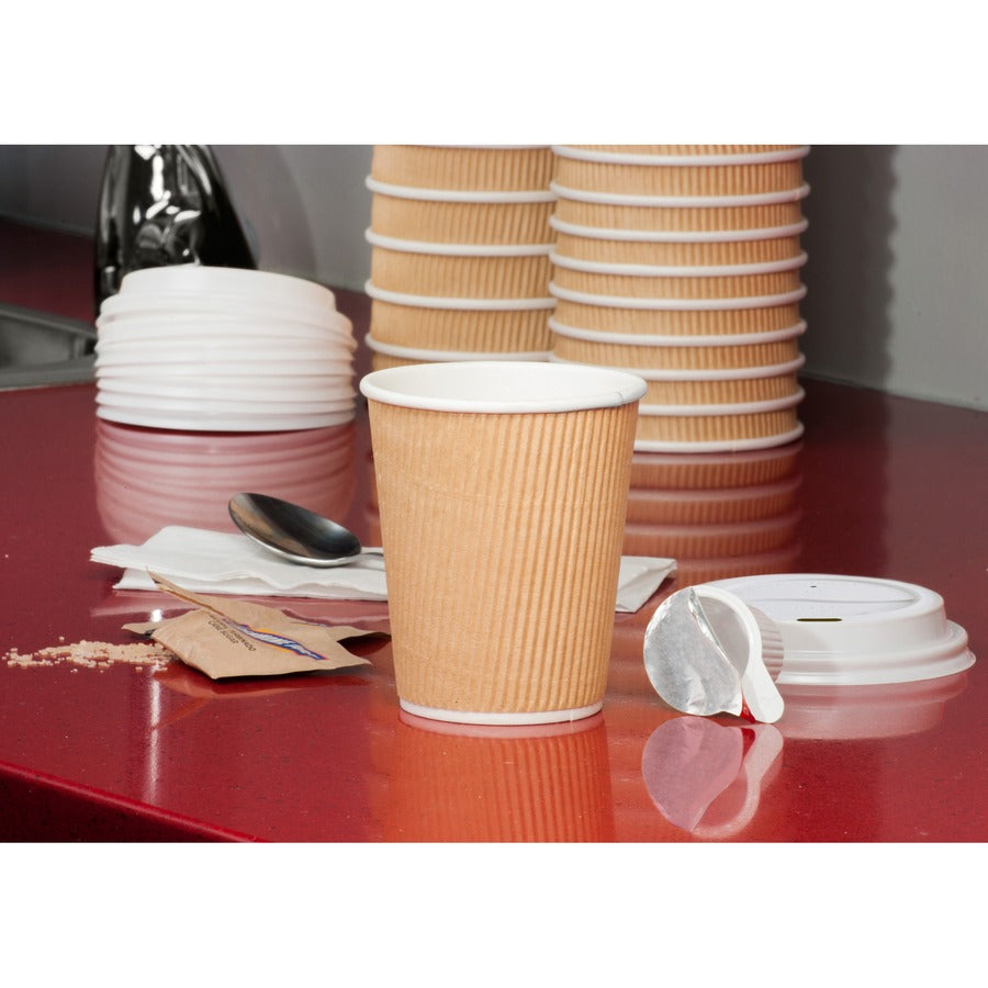 Genuine Joe Hot Cup Protective Lids - Polystyrene - 20 / Carton - 50 Per Pack - White - 5