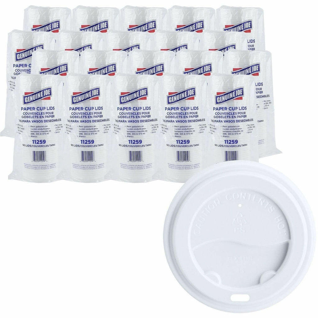 Genuine Joe Hot Cup Protective Lids - Polystyrene - 20 / Carton - 50 Per Pack - White