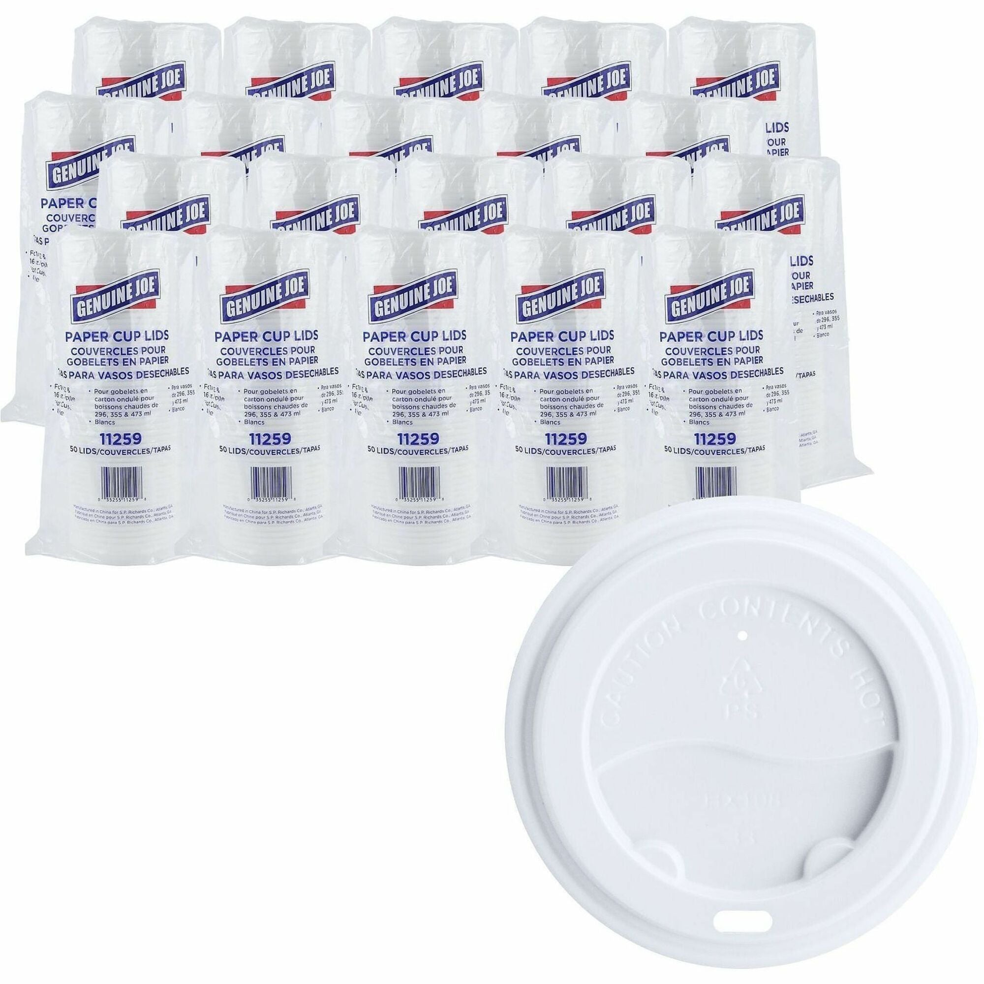 Genuine Joe Hot Cup Protective Lids - Polystyrene - 20 / Carton - 50 Per Pack - White