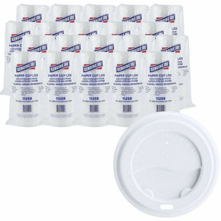 Genuine Joe Hot Cup Protective Lids - Polystyrene - 20 / Carton - 50 Per Pack - White