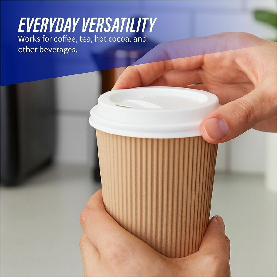 Genuine Joe Hot Cup Protective Lids - Polystyrene - 20 / Carton - 50 Per Pack - White