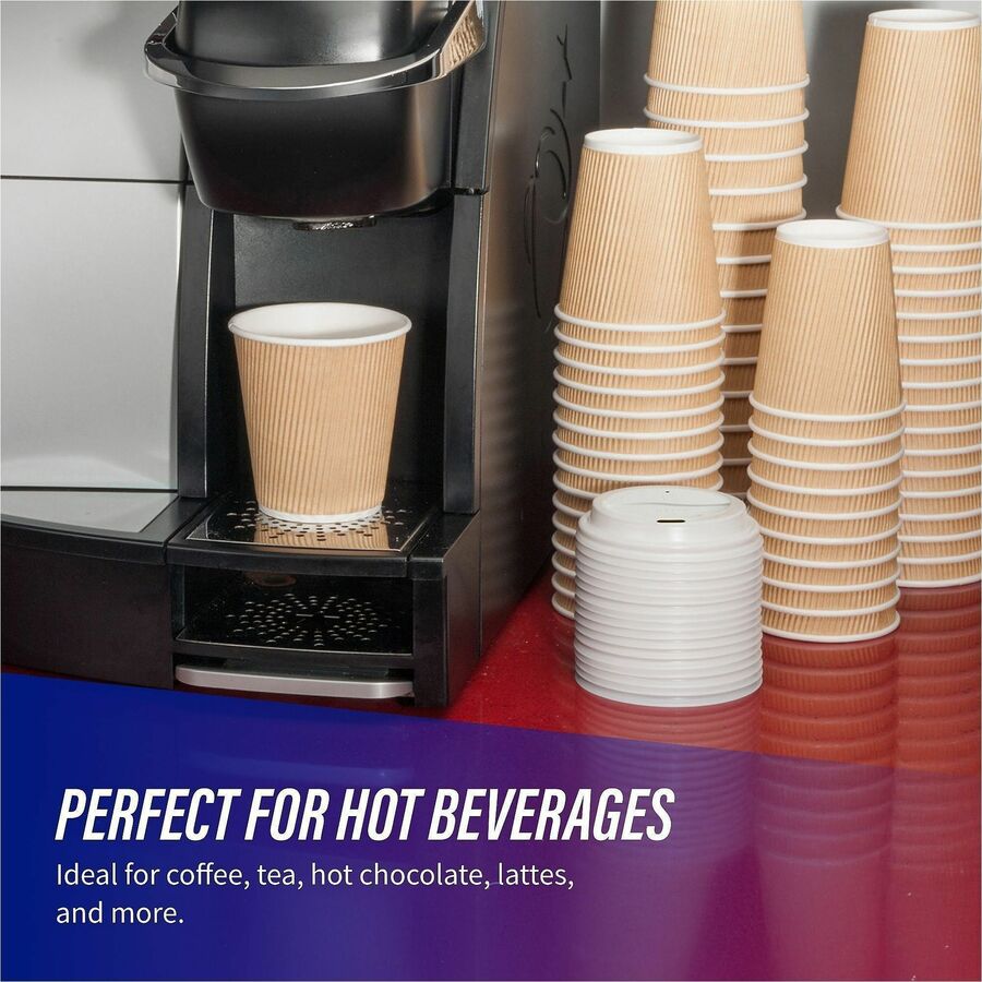 Genuine Joe 10 oz Rippled Hot Cups - 25.0 / Pack - 20 / Carton - Brown - Hot Drink, Beverage