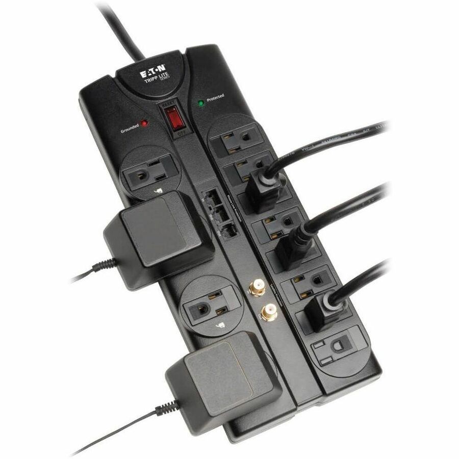 Protect It! Surge Protector, 12 AC Outlets, 8 ft Cord, 2,880 J, Black