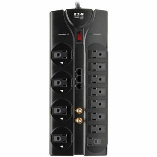 Protect It! Surge Protector, 12 AC Outlets, 8 ft Cord, 2,880 J, Black