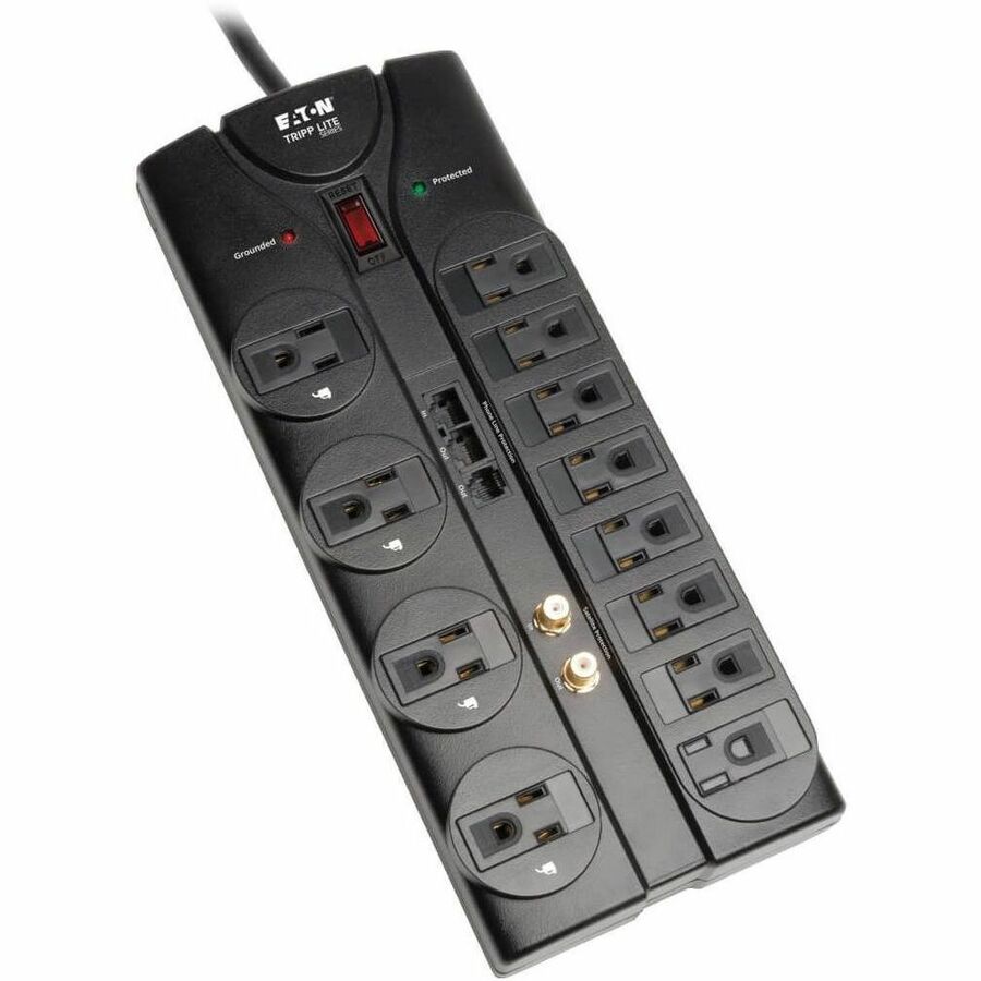 Protect It! Surge Protector, 12 AC Outlets, 8 ft Cord, 2,880 J, Black