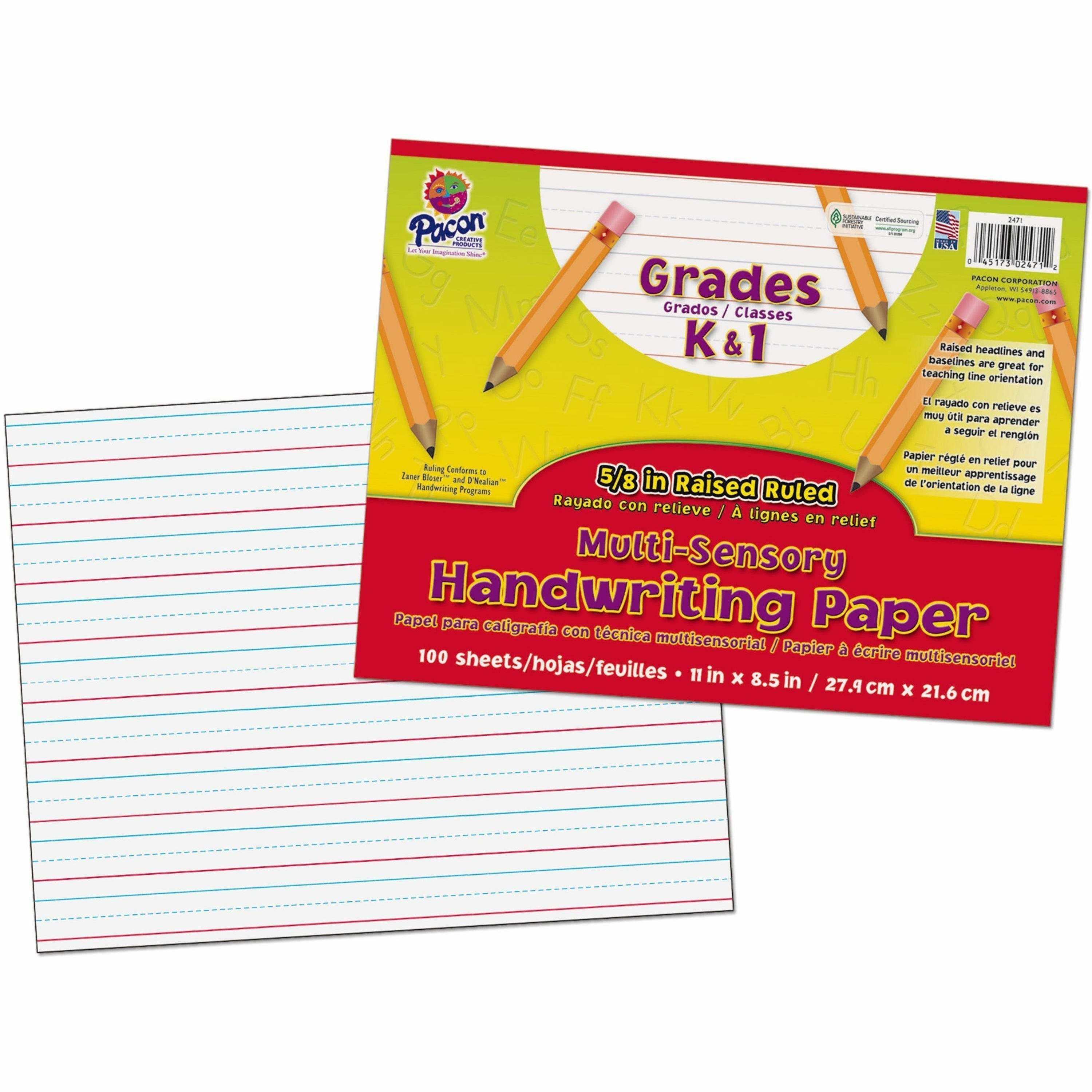 pacon-grades-k-1-multi-sensory-handwriting-tablet-letter-11-x-85-wide-rule-100-sheets-pack-white_pac2471 - 1