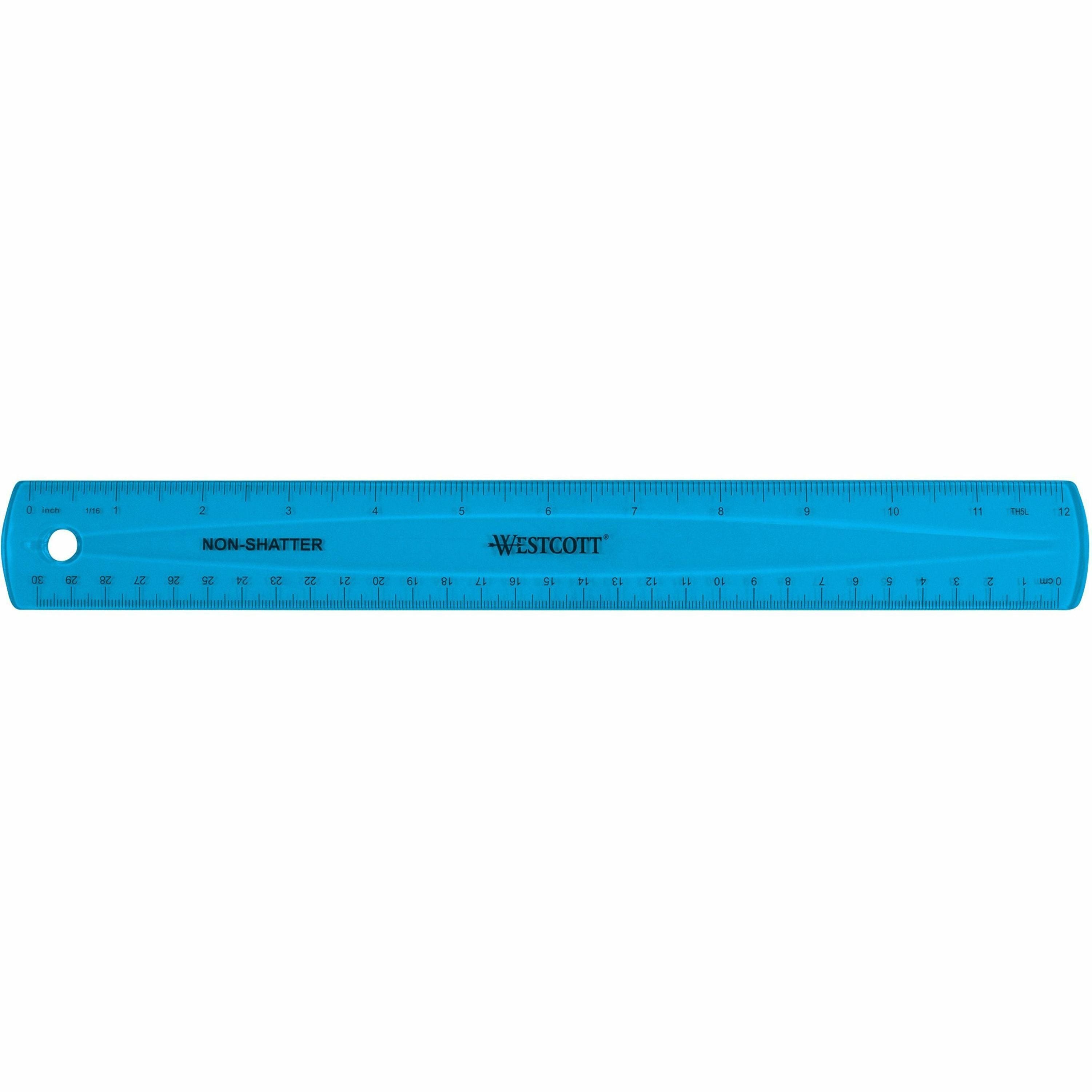 westcott-shatterproof-ruler-12-length-1-16-graduations-metric-measuring-system-1-each-translucent-assorted_acm14381 - 2