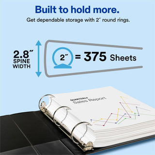 Avery Economy Binder - 2" Binder Capacity - Letter - 8 1/2" x 11" Sheet Size - 375 Sheet Capacity - 3 x Round Ring Fastener(s) - 2 Pocket(s) - Polypropylene - Pacific Blue - Recycled - Pocket, Lightweight - 12 / Carton