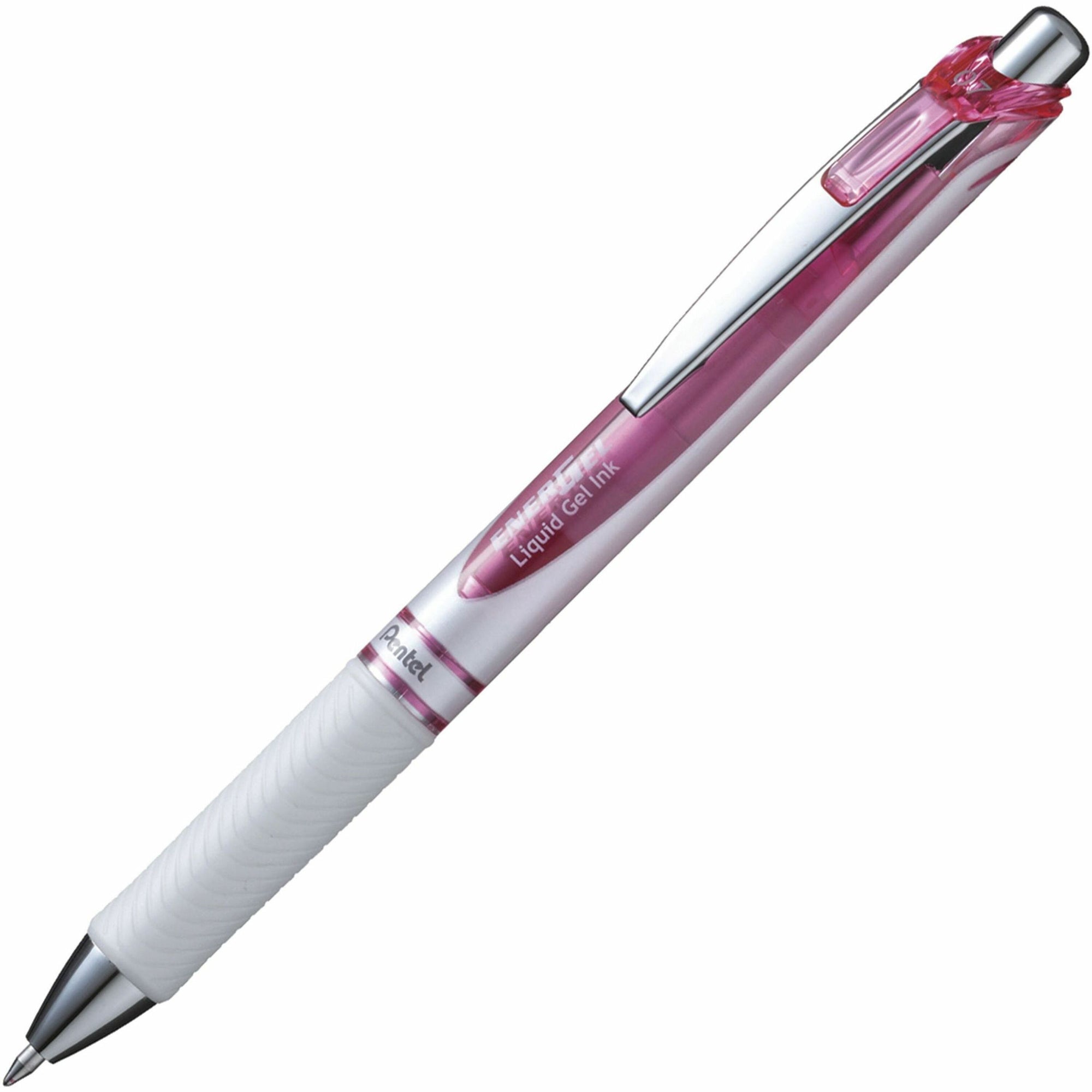 EnerGel RTX Gel Pen, Retractable, Medium 0.7 mm, Pink Ink, White/Translucent Pink Barrel