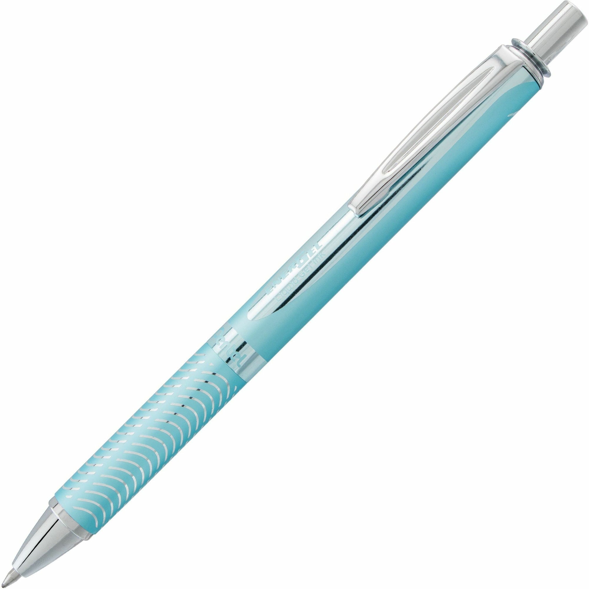 EnerGel Alloy RT Gel Pen, Retractable, Medium 0.7 mm, Black Ink, Aquamarine Barrel