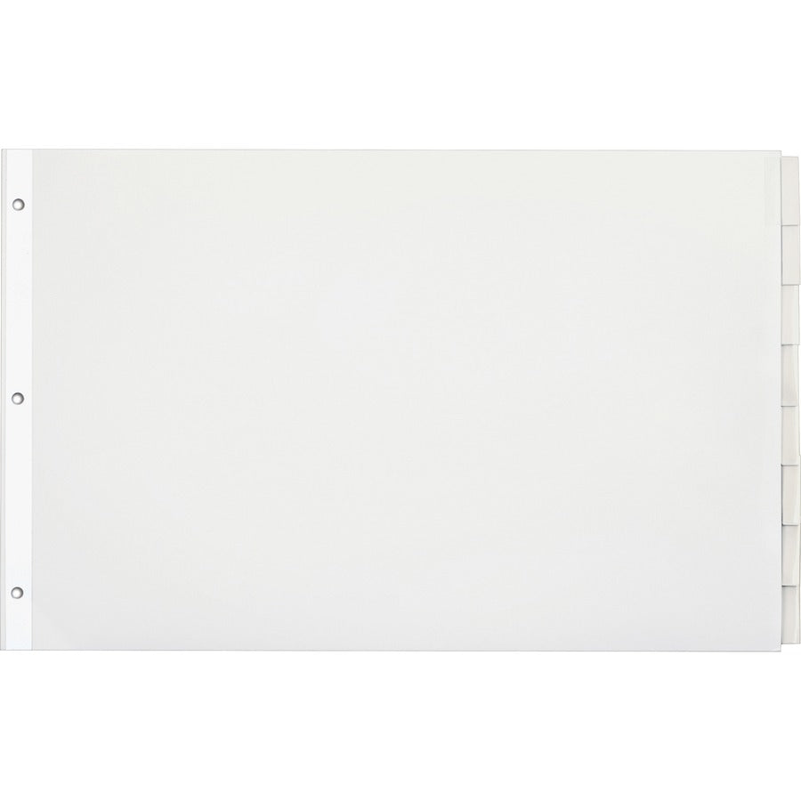 Paper Insertable Dividers, 8-Tab, 11 x 17, White, Clear Tabs, 1 Set