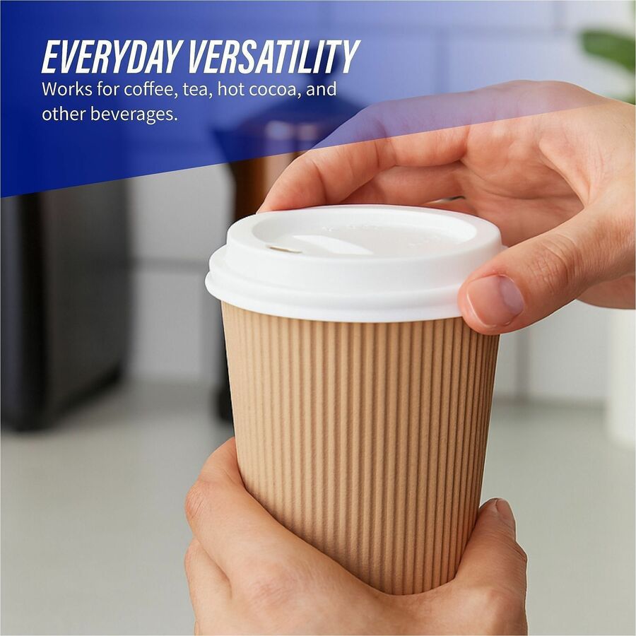 Genuine Joe Hot Cup Protective Lids - Polystyrene - 50 / Pack - White