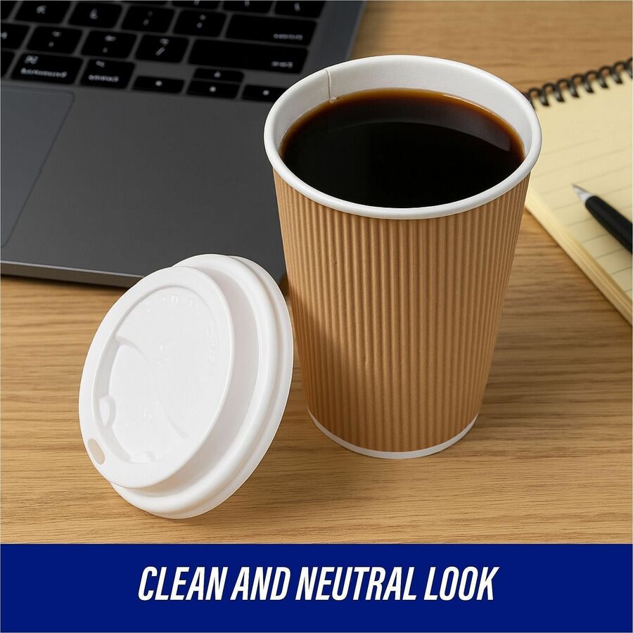 Genuine Joe Hot Cup Protective Lids - Polystyrene - 50 / Pack - White